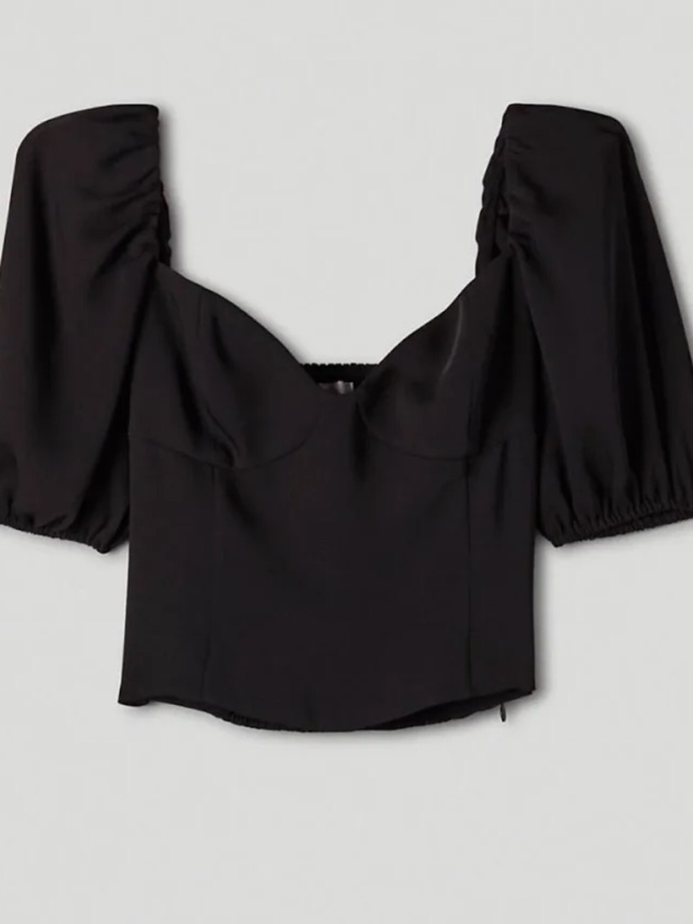 Aritzia Wilfred Black Puff-Sleeve Sweetheart Top/Blouse